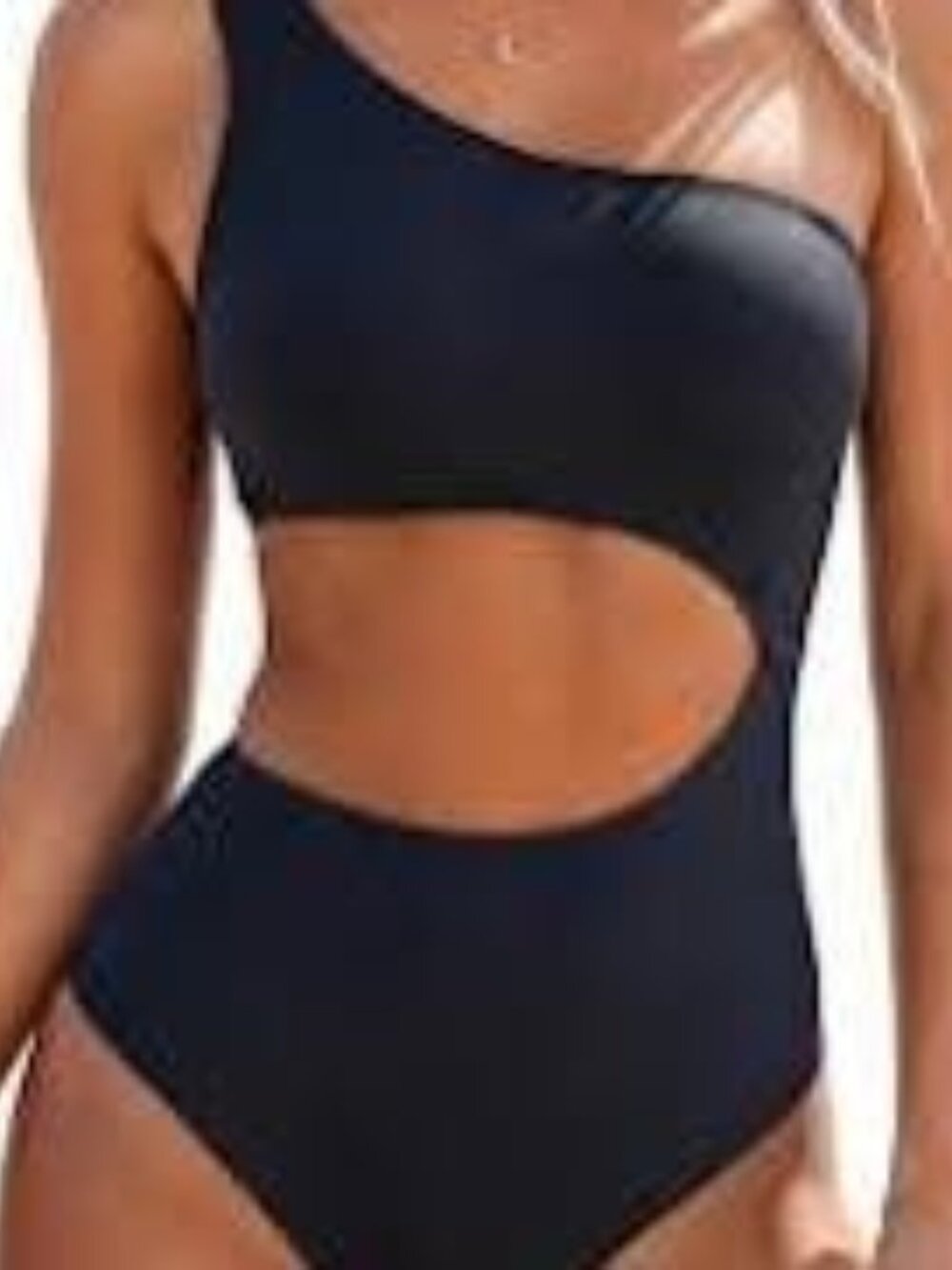 Black Size XS 0 2 One shoulder One piece Womans Swimsuit